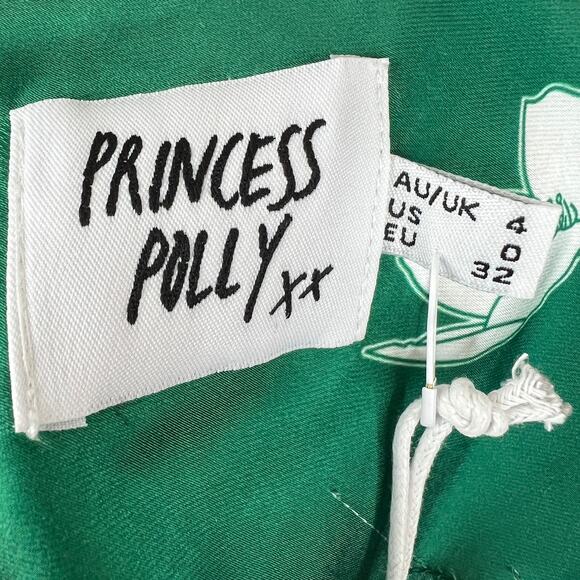 NWT Princess Polly Green White Floral Satin Strappy Ultra Mini Dress NEW 0 - Picture 5 of 7